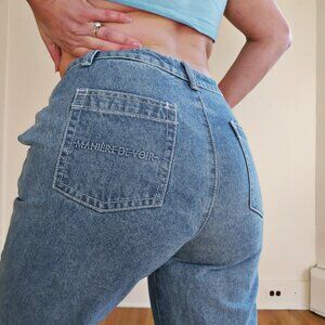 Maniere De Voir Jeans Cargo Cinch waist womens 8 100% cotton